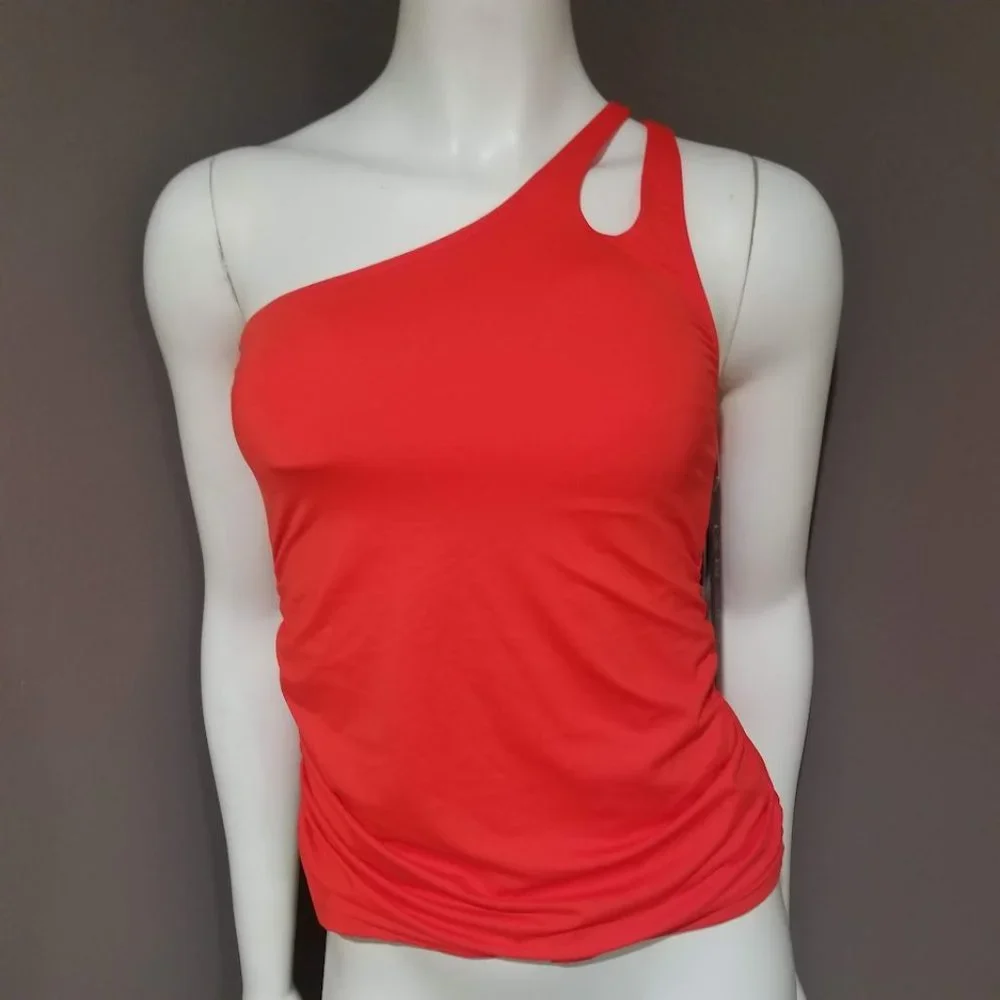 La Blanca One Shoulder Cutout Tankini Top  Paprika - Picture 2 of 7
